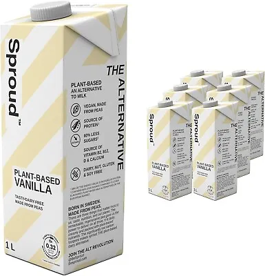 SPROUD Vegan Pea Protein Milk Vanilla Flavour Pack Of 6 (6 X 1000 Ml) • £14.99