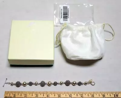 Michael Dawkins Sterling Silver Bead Ball & Pearl Bracelet W/ Orig Box Dust Bag • $53.03