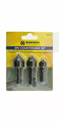 3pc SET COUNTERSINK HOLE MAKER DRILL BIT  DEBURRING METAL WOOD PLASTIC HEX SHANK • £3.95