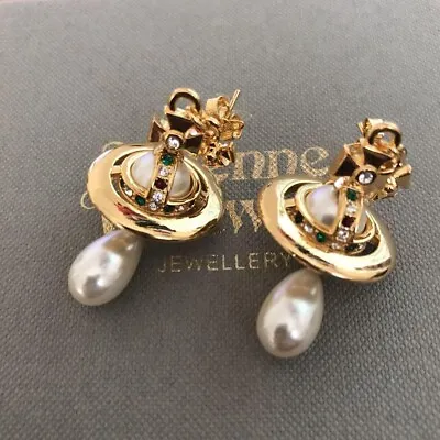 New Vivienne Westwood Drop Pearl Gold Color Pearl Earrings Extremely Rare Japan • $99