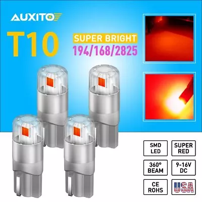 4X AUXITO Super Red T10 168 194 192 921 2825 LED Parking Side Wedge Light Bulbs • $15.99