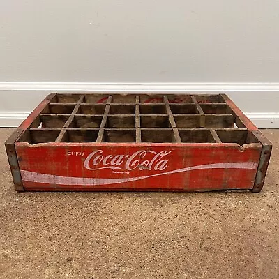 Vintage 1970 Coca-Cola Coke Wooden Soda Bottle Crate Wood Dividers Chattanooga • $79.99