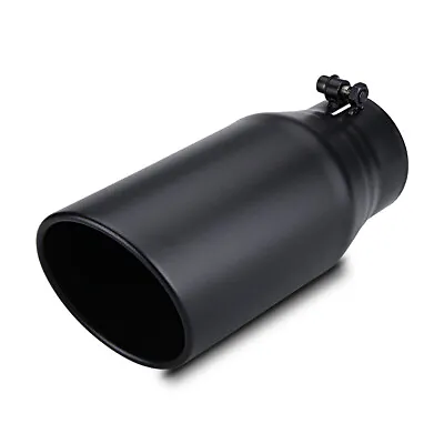 3.5  Inlet 5  Outlet 12  Long Bolt On Diesel Exhaust Tip Black Stainless Steel • $33