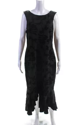 Aidan Mattox Womens Velvet Print Ponte Sleeveless Sheath Gown Black Size 14 • $52.45