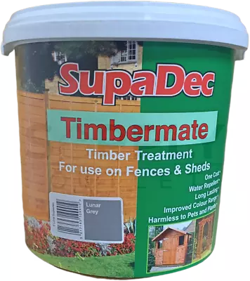 SupaDec 5L Lunar Grey Fence Paint One Coat Shed Sawn Timber Treatment Garden • £14.18