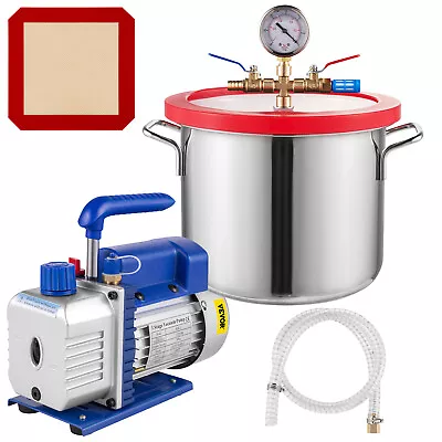 3CFM Vacuum Pump 1.5 Gallon Vacuum Chamber 1-Stage Degassing Silicone 5Pa • $99.98