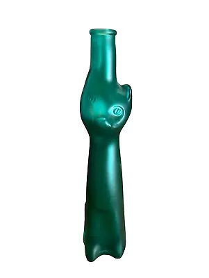 Happy Cat Matte Teal Glass Mosel Reisling Rheinhessen Germany Wine Bottle 13” • $24.95