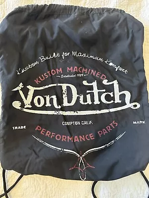 Von Dutch Drawstring Bag And Side Zipper 18 X14” • $50