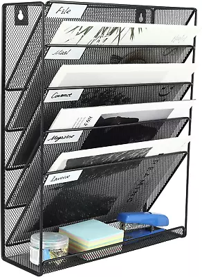 Easypag Wall File Organizer 5 Tier Vertical Hanging File Organizer Wall Mount Fi • $28.74