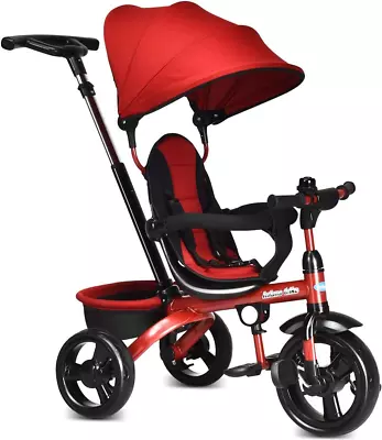 Kids Tricycle 4 In 1 Stroll Trike With Adjustable Push Handle Removable Canopy • $184.99