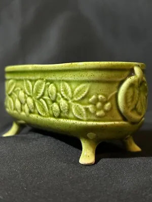 Rare HOLKHAM POTTERY GREEN GLAZED LEAF/FRUIT FLOWER TROUGH PLANTER Vintage Bowl • £18