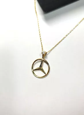 Mercedes Benz Necklace Car Jewelry Gold Plated Cz Stone 925 Silver Handmade • $49.84