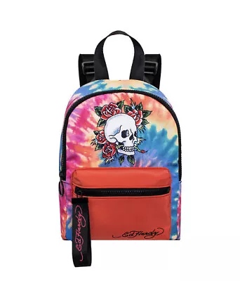 Ed Hardy Red & Black Multi Tie Dye Nylon Mini Backpack-NWT • $110