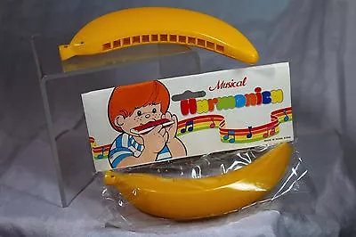 2 Banana Harmonicas NOS In Pkg VTG Mid-Century Hong Kong Plastic Toy Realistic • $7.99