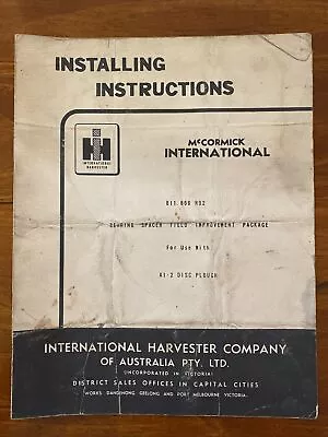 Installing Instructions McCormick International Bearing Spacer A1-2 Disc Plough • $16