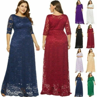$56.86 • Buy Plus Size Women's A-Line Cocktail Party Wedding Evening Formal Lace Long Dresses