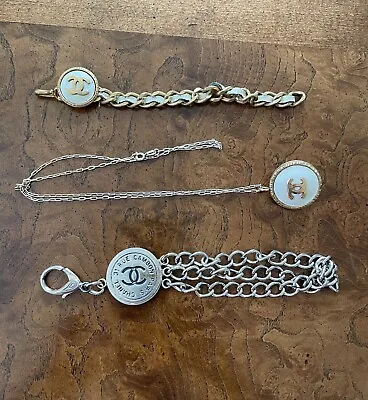 $150 • Buy TWO Vintage Chanel Bracelets And Matching Necklace 