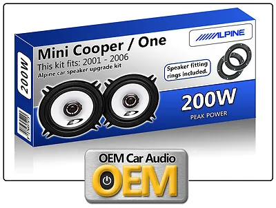 Mini Front Door Speakers Alpine Car Speaker Kit + Speaker Adapter Pods 200W • £58.99