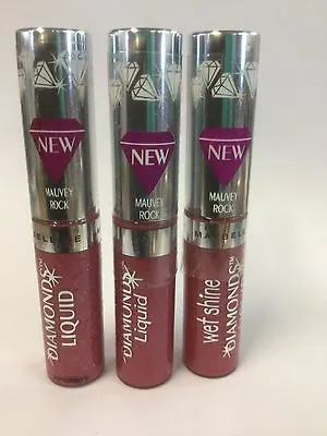 3 X Maybelline Wet Shine Diamonds Liquid Lipcolor Lip Gloss MAUVEY ROCK Sealed. • $28.04