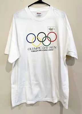 Vintage 2000 Olympic Day Run Virgin Islands Running Olympics T Shirt Sz XL White • $14.99