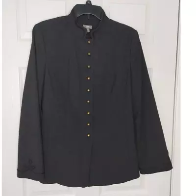 J. Jill Women's Size 10 Dark Gray Mandarin Collar Military Stretch Nehru Jacket • £26.60