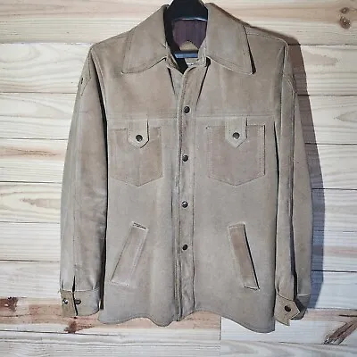 VINTAGE 70s McGregor Men's Brown Suede Leather Jacket Coat Sz 38 Med Lined 🔥🔥 • $74.99