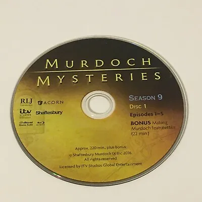 Murdoch Mysteries: Season 9 - Disc 1 Only (Blu-ray Disc 2016) • $1.99