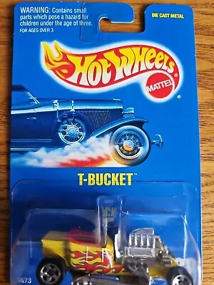 Vintage 1991 Hot Wheels #68 Yellow T-Bucket W/Flames BW NOC Blue Card • $5