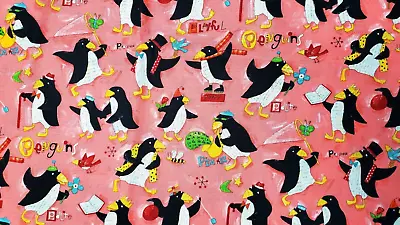 £12.71 • Buy Playful Penguins Cotton Woven Fabric 1 Yd X 42 