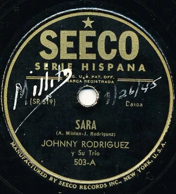 JOHNNY RODRIGUEZ Sara / Un Nievo Amor LATIN 78 Danza Bolero HEAR • $14.98