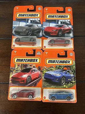 Matchbox Lot Of 4 Tesla Y Red Tesla X Blue Tesla Roadster Black Red Diecast Car • $8.81