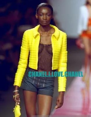 $499 • Buy Chanel Iconic Vintage Yellow Bomber Quilted Jacket Coat,38/40,collector's Piece!