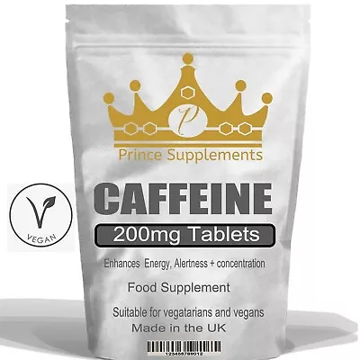 Caffeine Tablets 200mg Energy Boost Alertness  Weight Loss Pills Capsules Diet • £3.23