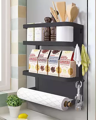 Refrigerator Shelf Organizer Magnetic Paper Towel Holder Kitchen Fridge Spice Ra • $33.06