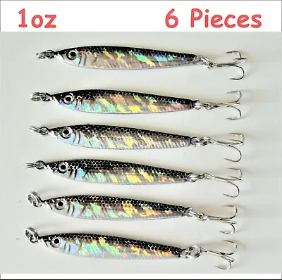 1oz Mega Live Bait Metal Jigs 6 Pieces Anchovy Saltwater Fishing Lures  • $12.99