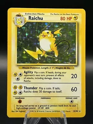 Pokemon Raichu Base Set Unlimited Holo Rare #14 • $1.04