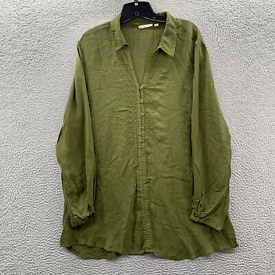 J Jill Blouse Womens XL Top Long Sleeve Extra Large Uncommon Threads Green • $18.95