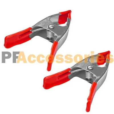 2 Pcs 6  Inch Metal Spring Clamps W/ Rubber Tips Tool Large Clips Lot Of 2 Steel • $8.29