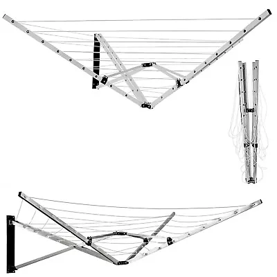 Rotary Airier Wall Mounted 5-Arms Outdoor Garden Clothes Washing Line Airers 26m • £39.79