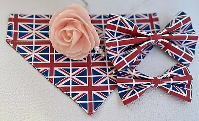 Premium Union Jack Dog Collar Accessories - Bows & Bandanas Handmade In The UK. • £4.45