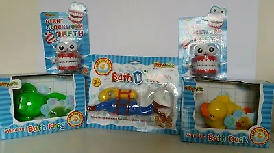 Kids Wind Up Bath Toys Diver / Duck Or Chattering Teeth • £4.95