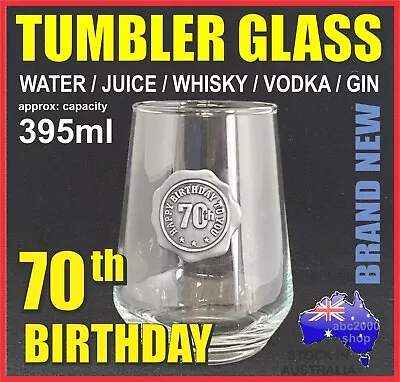 70th BIRTHDAY WHISKY WHISKEY GIN VODKA TUMBLER DRINKING GLASSES PARTY HOME BAR • $6