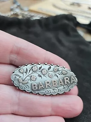 Victorian Vintage Solid Sterling Silver 'BARBARA' Name Brooch Pin. Stamped  • £9.23