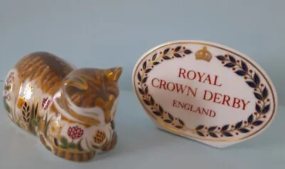 £65 • Buy Royal Crown Derby Clover Cat Paperweight, Gold Stopper, Boxed, Certificate