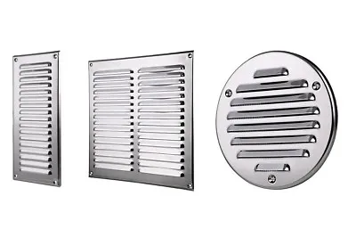 Stainless Steel Air Vent Grille With Fly Screen / Metal Duct Ventilation Cover • £11.99