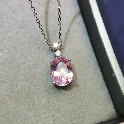 Lab Created Pink Sapphire Women's Pendant 14k White Gold Finish With Free Chain • $34.94