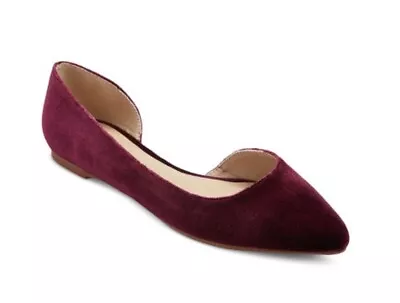 New Mossimo Women's D'Orsay Mohana Burgundy Velvety Ballet Flats Sz 7.5 • $14.99