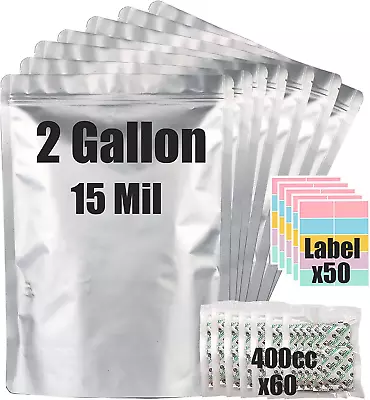 30Pcs Mylar Bags For Food Storage (15 Mil Extra Thick) With Oxygen Absorbers • $30.99