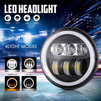 Motorcycle 5.75  5 3/4 LED Headlight Projector For Dyna Sportster XL1200 XL883 • $39.99