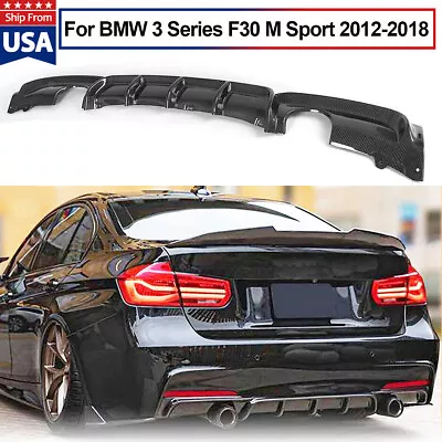 For Bmw 3 Series F30 M-sport Performance Dual Rear Diffuser Valance Carbon Fiber • $89.99